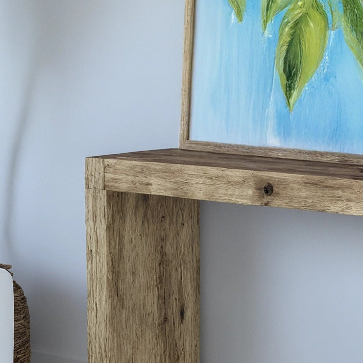 Waterfall Edge Weathered Console - Rustic Entryway Live Edge