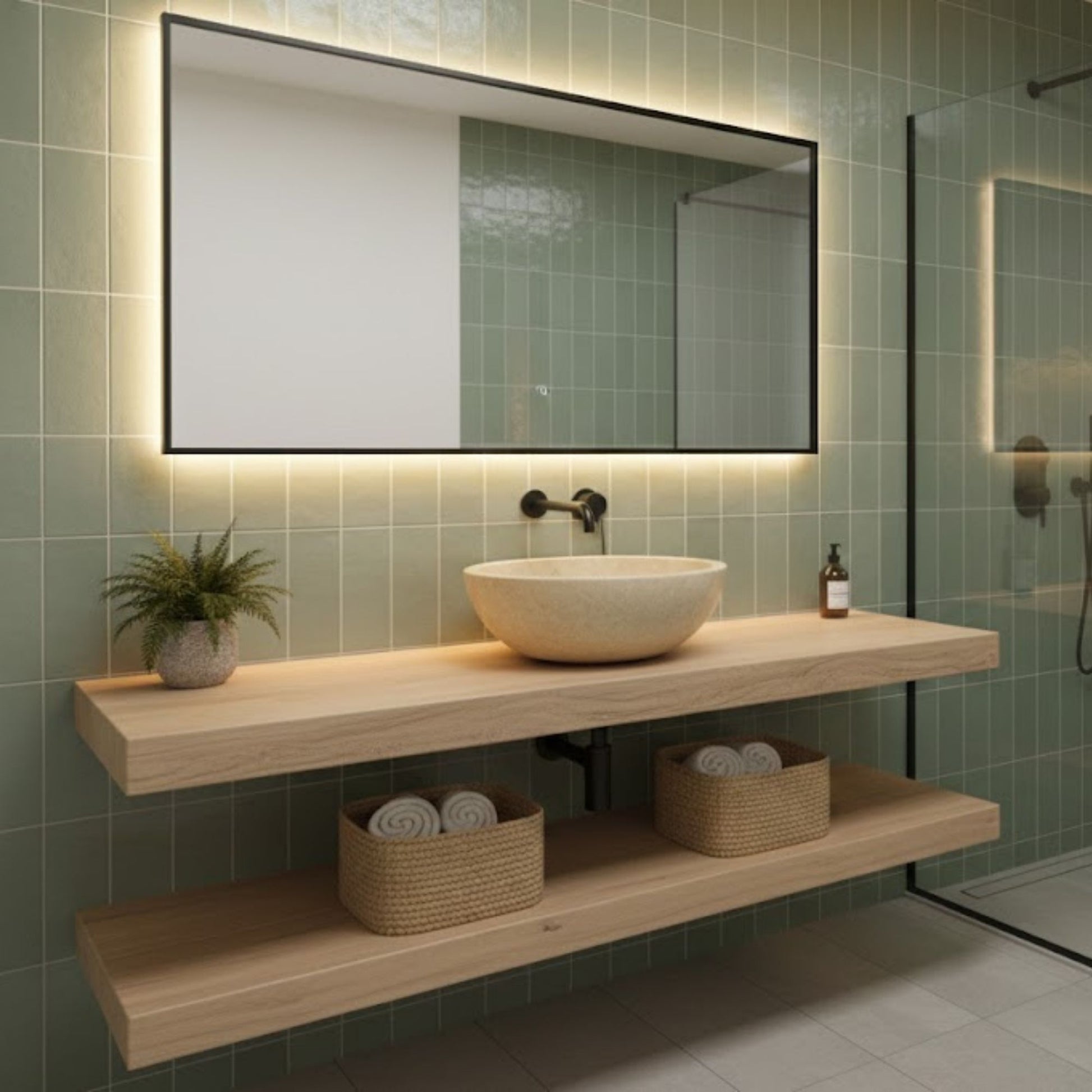 Hand-Carved Classic Round Travertine Vessel Sink – Polished Beige Natural Stone Basin