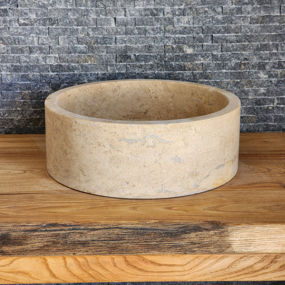Travertine Vessel Sink - Split-Face Organic Stone Basin