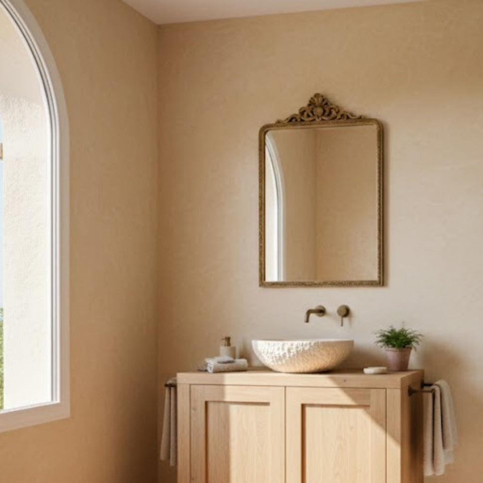 Hand-Carved Raw Chiseled Travertine Vessel Sink – Oval Organic Natural Stone Basin