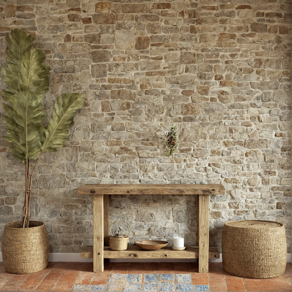 Rustic Beam Console with Lower Shelf - Entryway Live Edge Reclaimed Wood