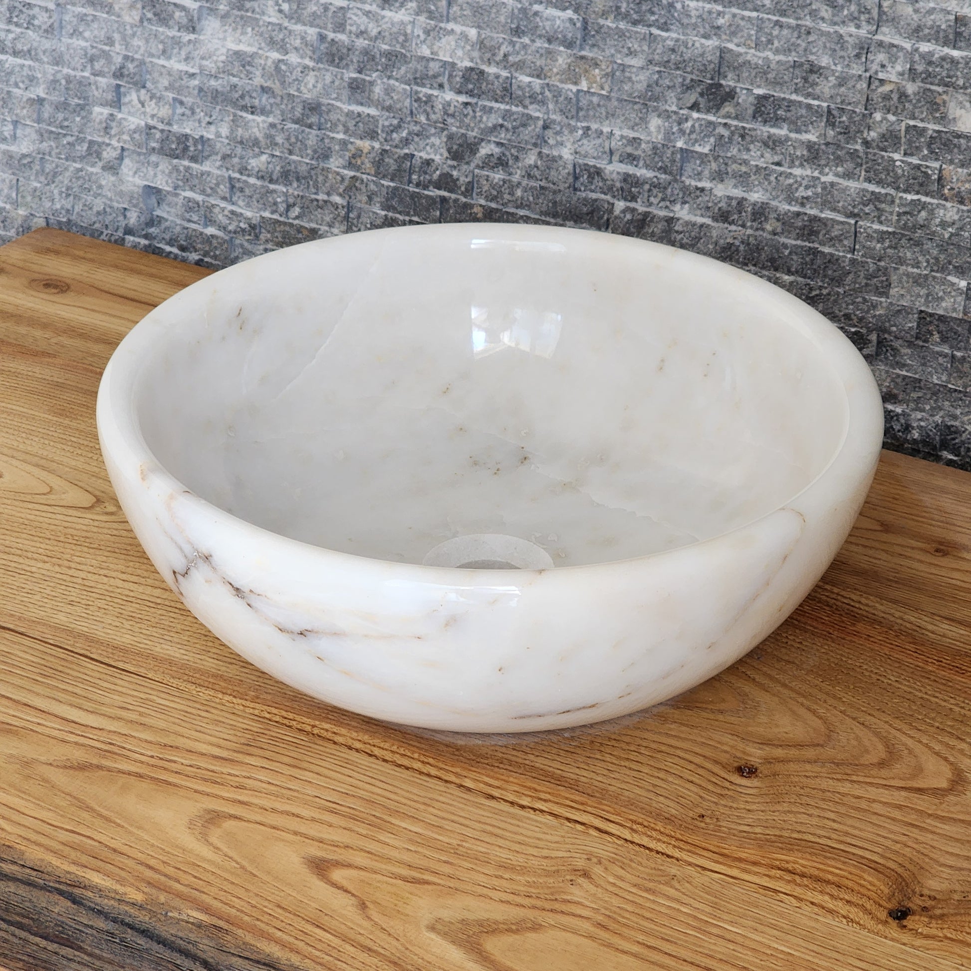 Solid White Marble Vessel Sink - Hand-Carved Natural Stone Basin