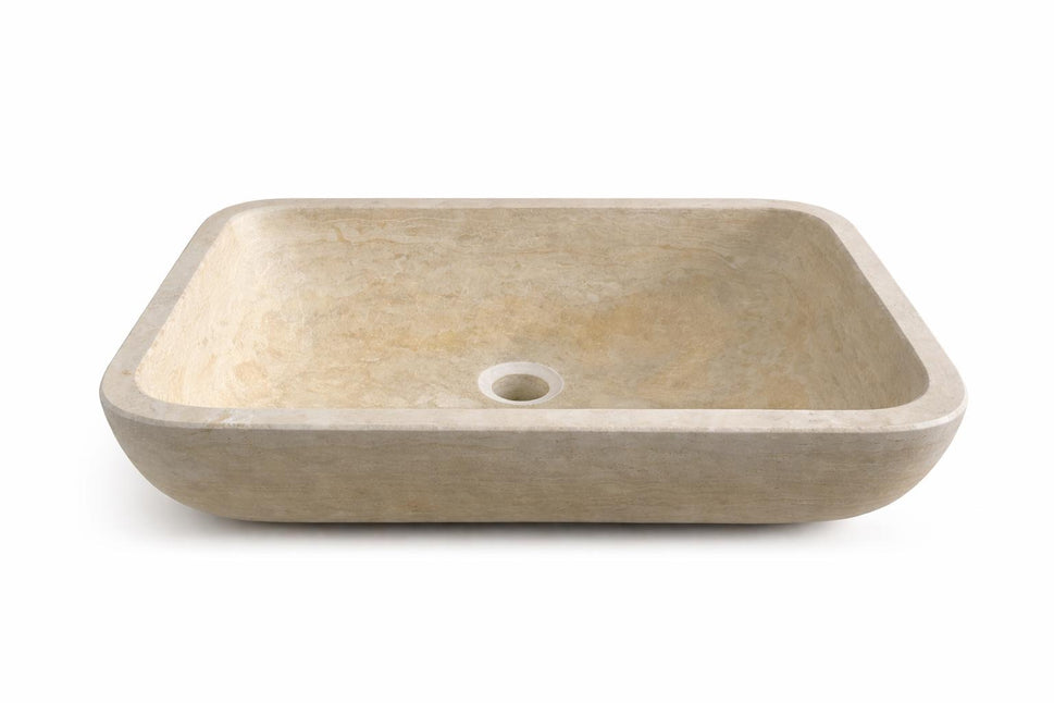 Beige Stone Rectangular Vessel Sink