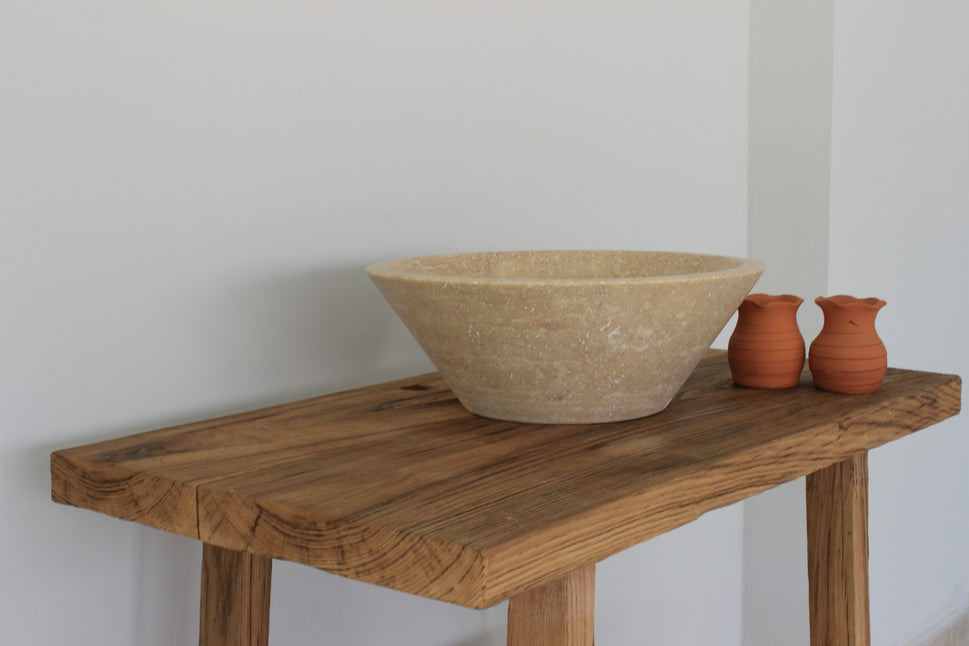 Conical Travertine Vessel Sink