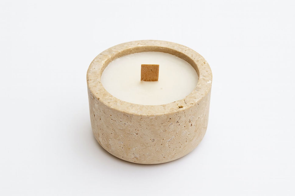 Travertine Candle Vessel