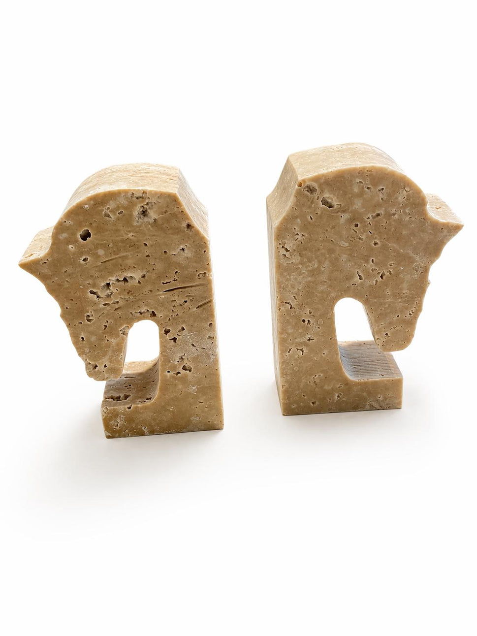 Travertine Horse Head Bookends
