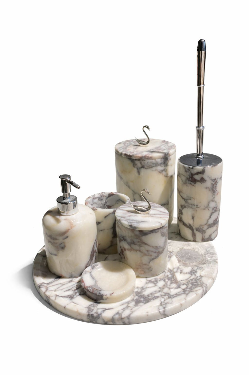 Calacatta Viola 7-Piece Bathroom Set with Toilet Brush