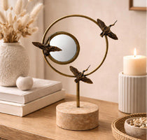 Brass Ring Sculpture with Birds