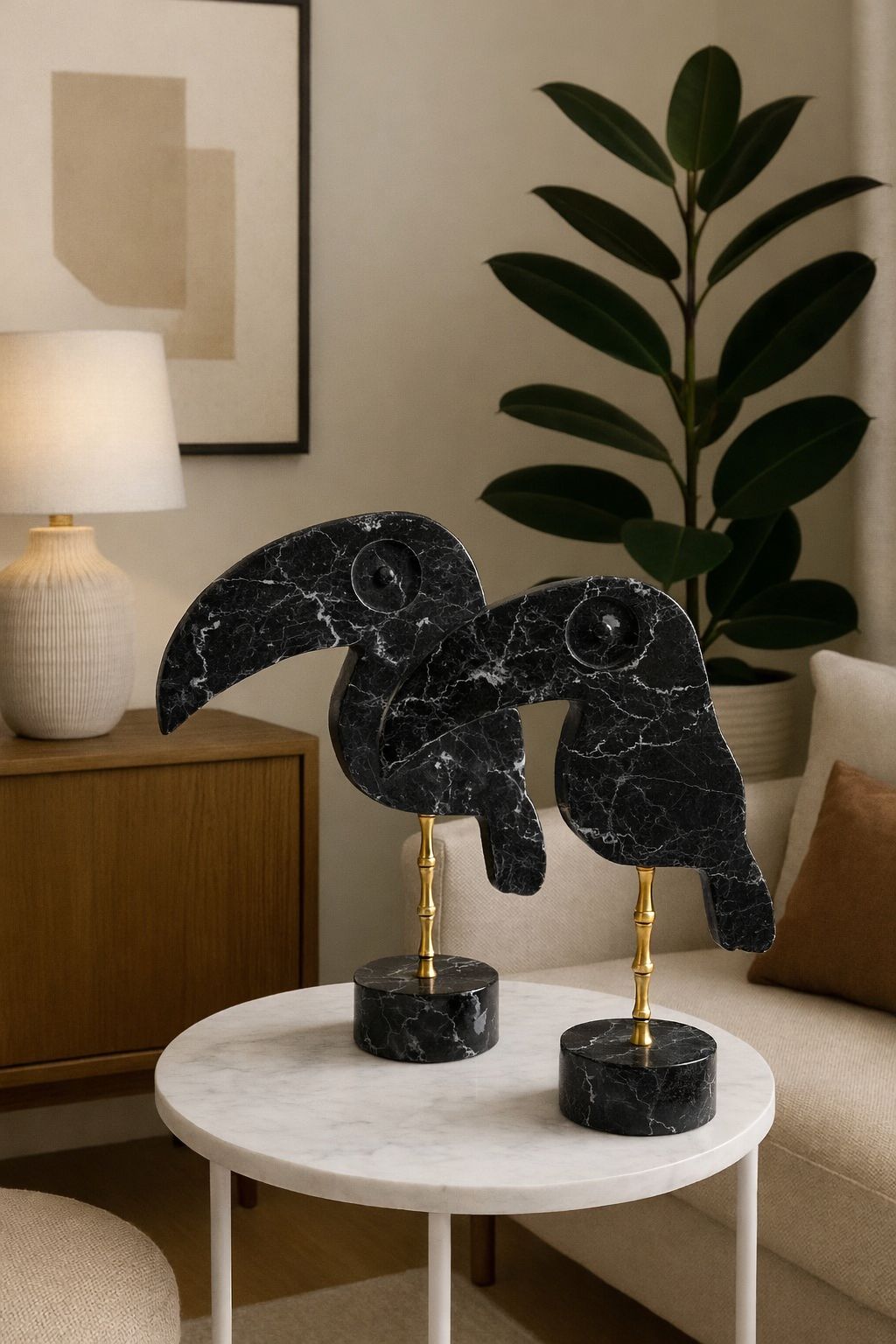 Black Marble Toucan Sculpture