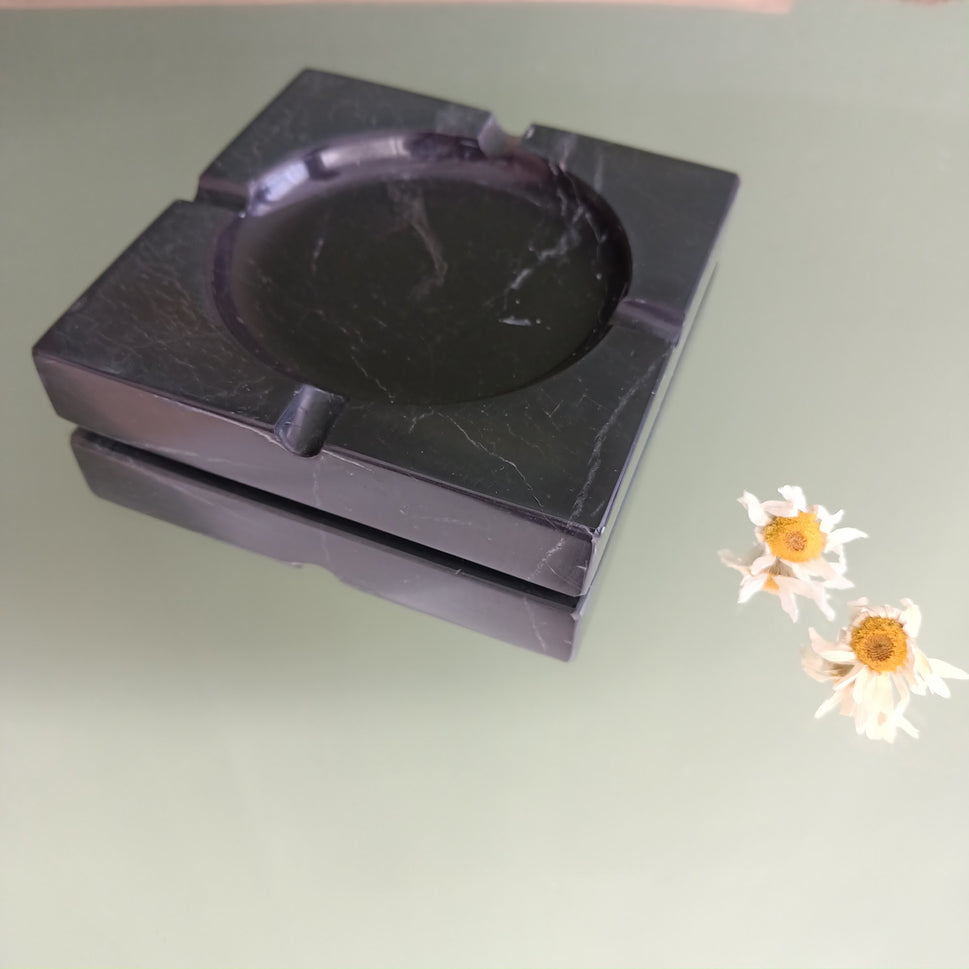 Black Marble Square Ashtray