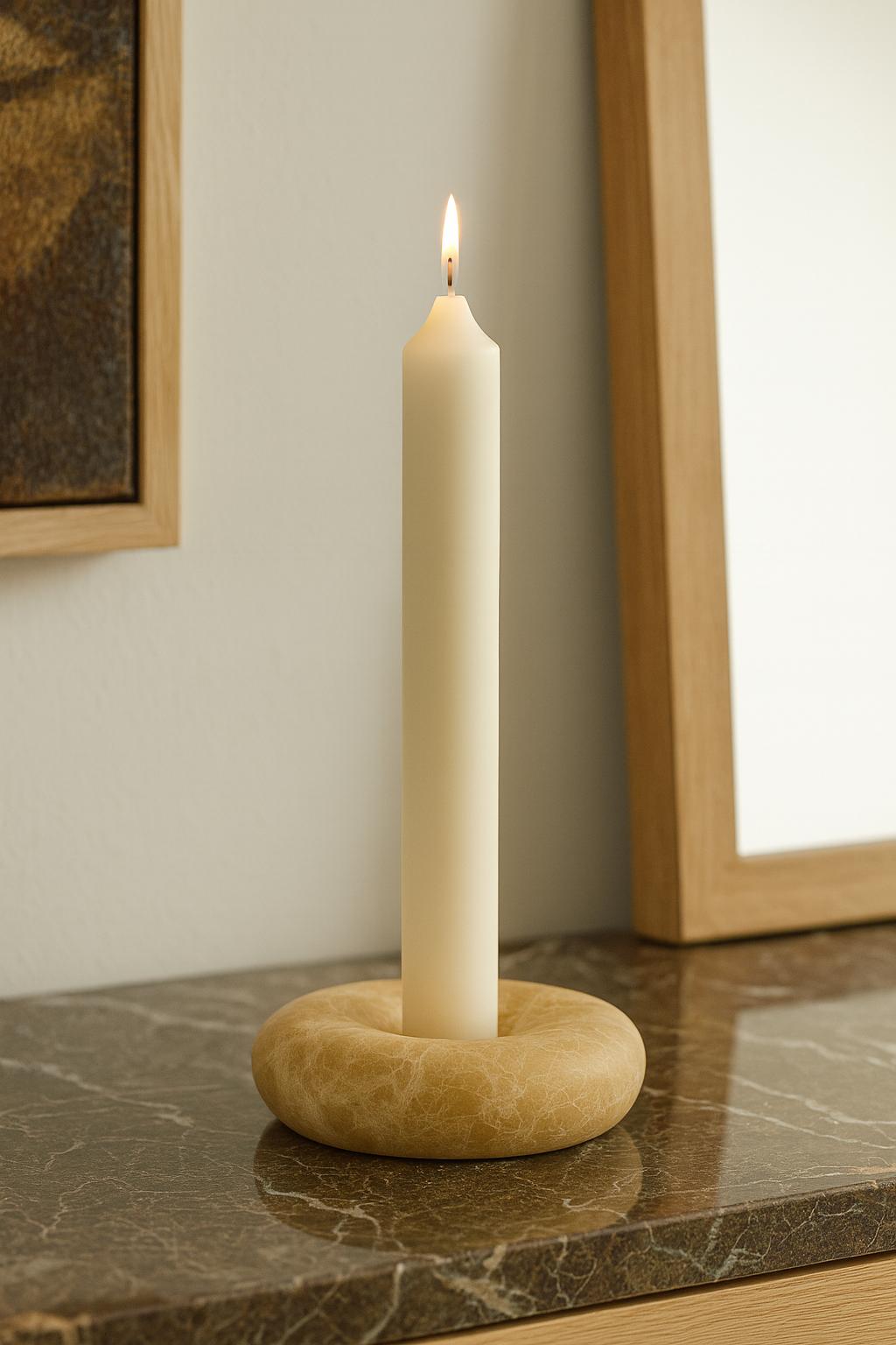 Stone Taper Candle Holder – handcrafted natural grey marble, view 4