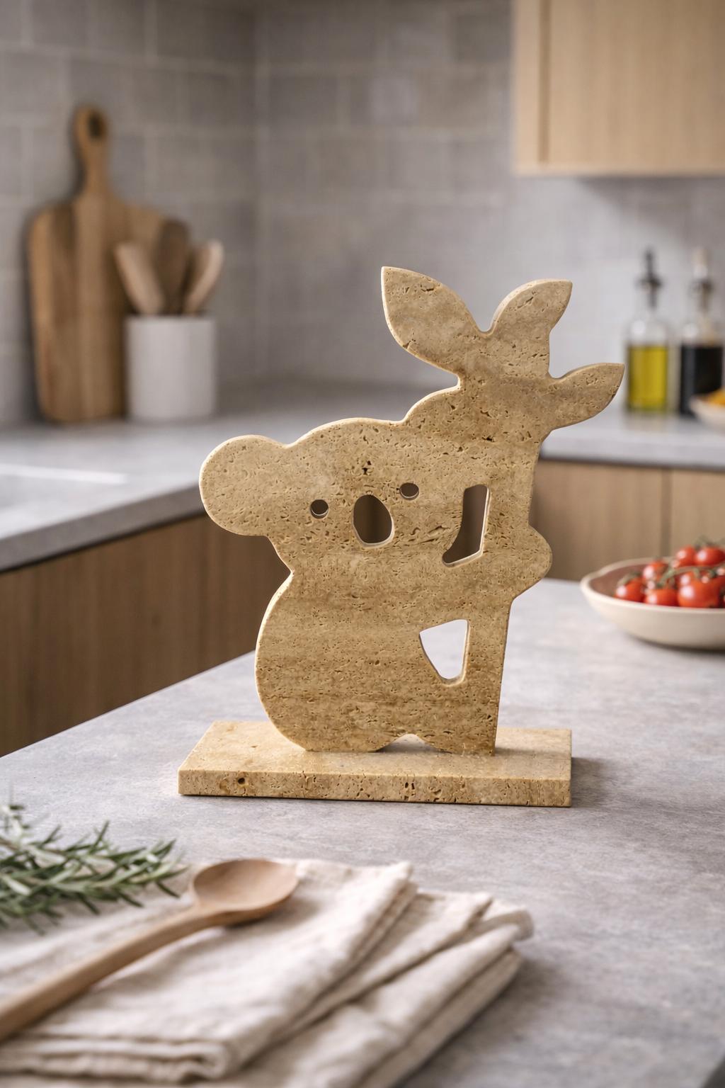 Travertine Koala Sculpture – handcrafted natural stone, view 4