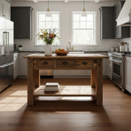 Rustic Kitchen Island with Storage - Live Edge Wood Counter Height