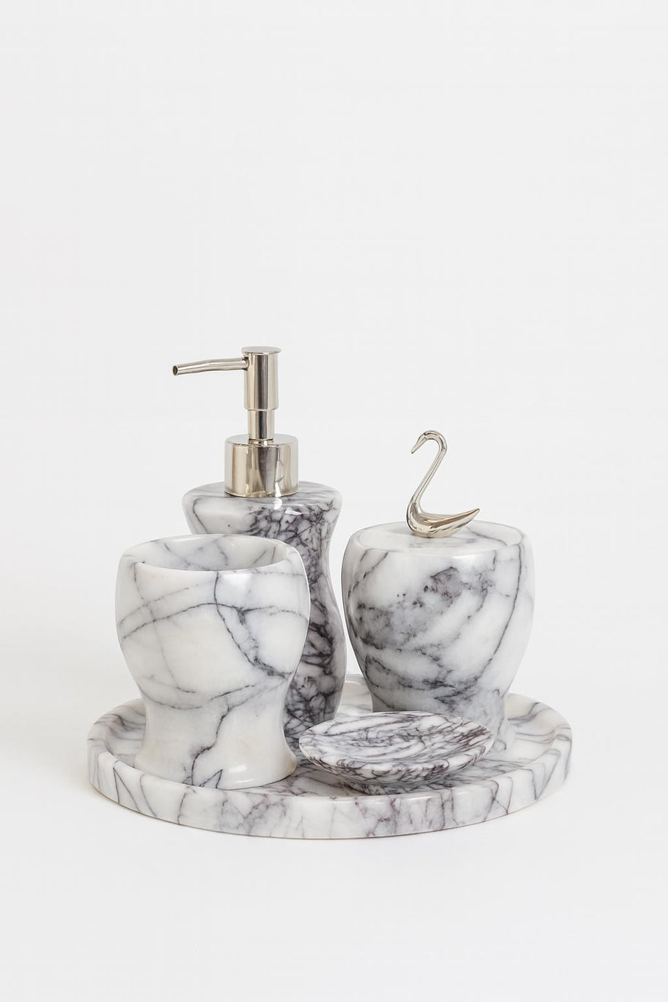 Calacatta Viola Marble Bathroom Set with Round Tray