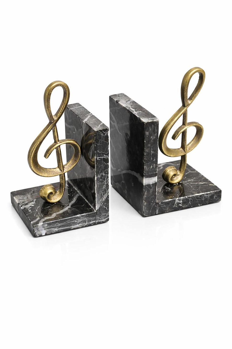 Black Marble Treble Clef Bookends