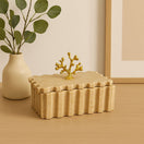Switch Fluted Travertine Box with Lid – handcrafted natural beige travertine, view 3 3 image