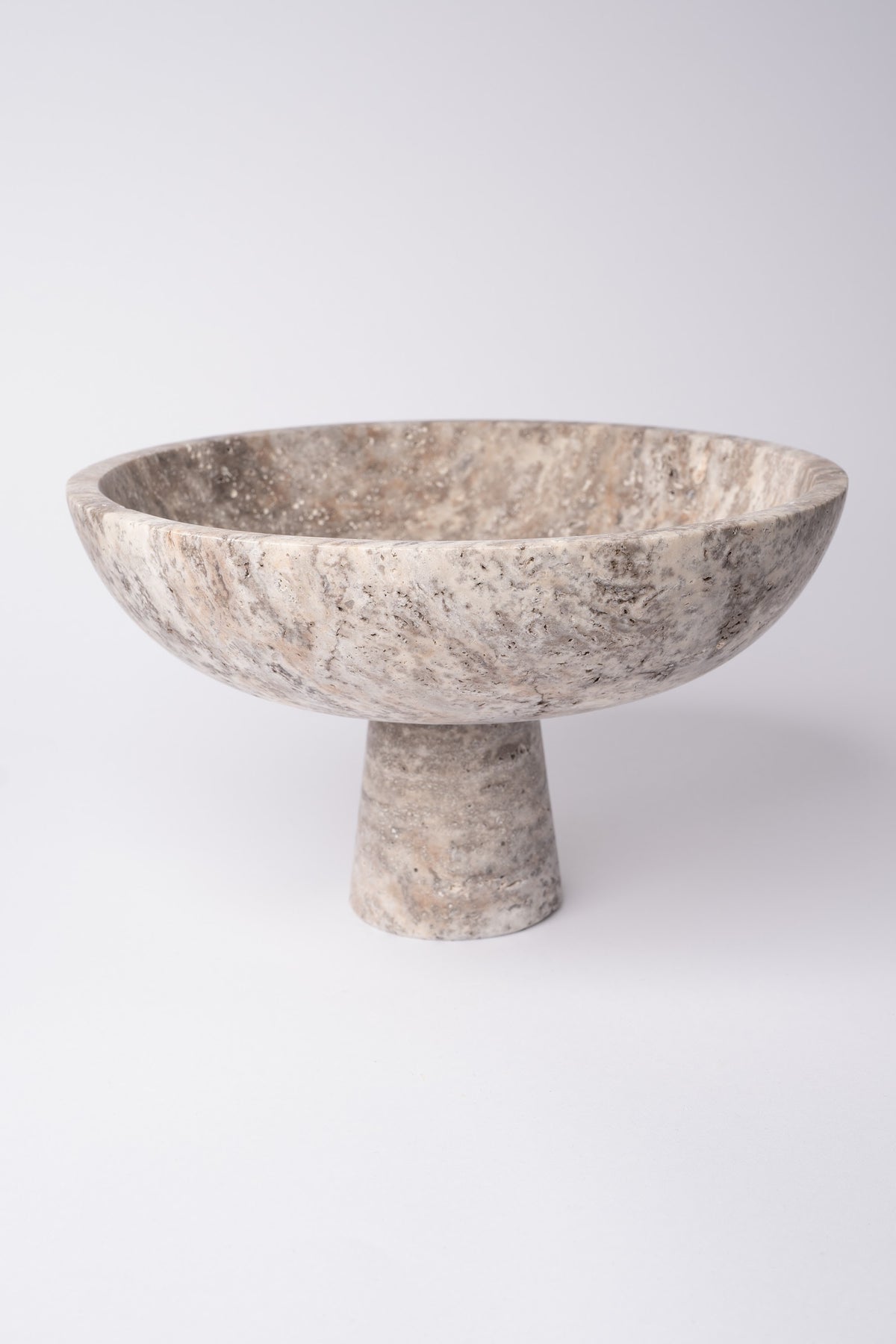 Silver Travertine Pedestal Bowl