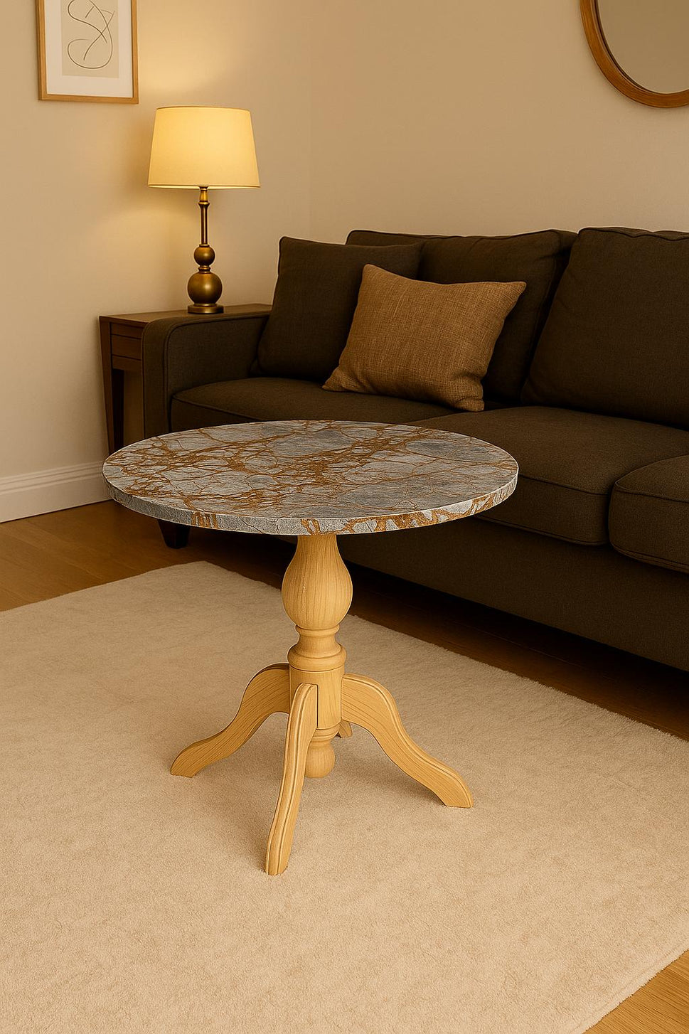 Pedestal Side Table with Onyx Top