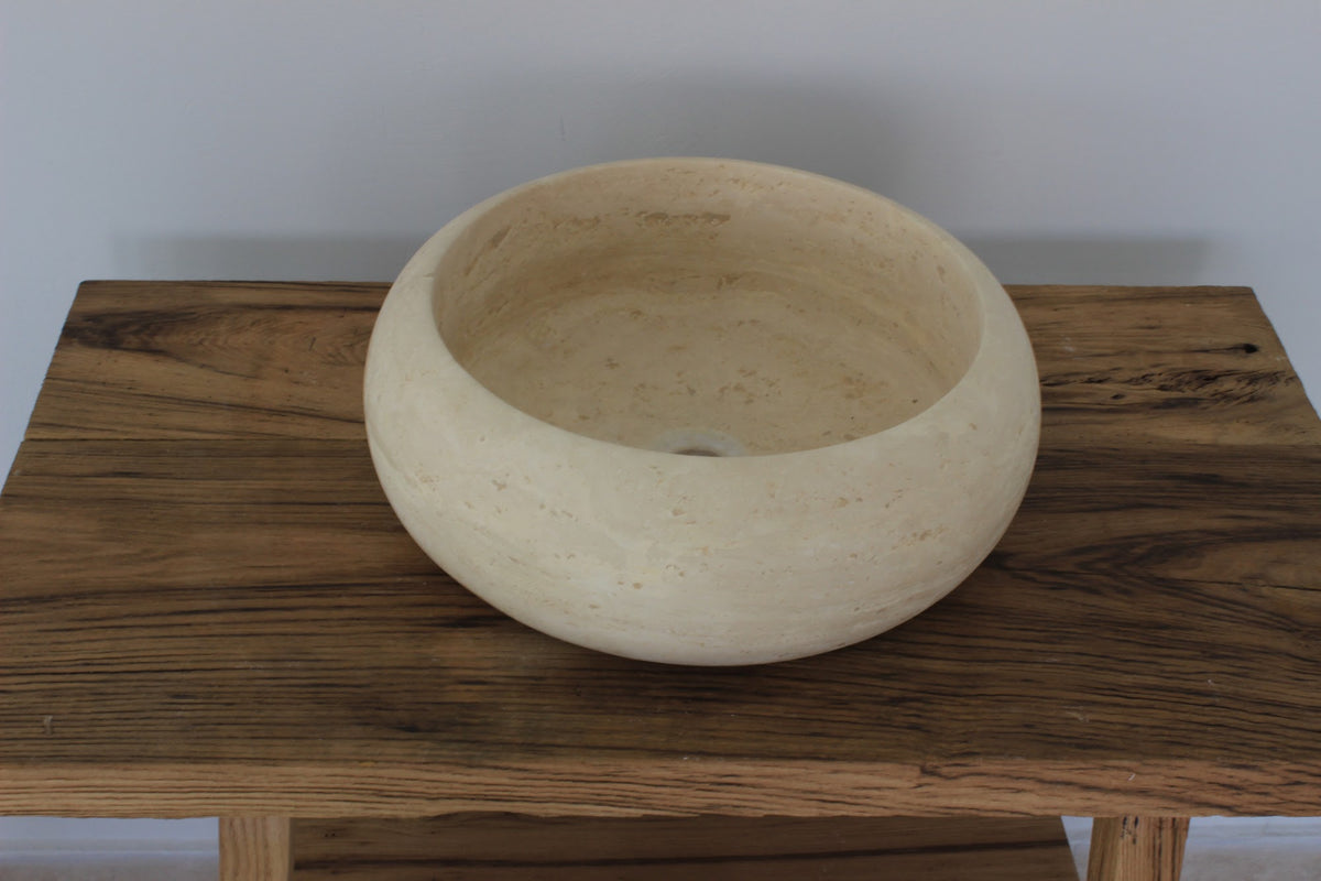 Hand-Carved Zen Pebble Limestone Vessel Sink – handcrafted natural stone, view 2