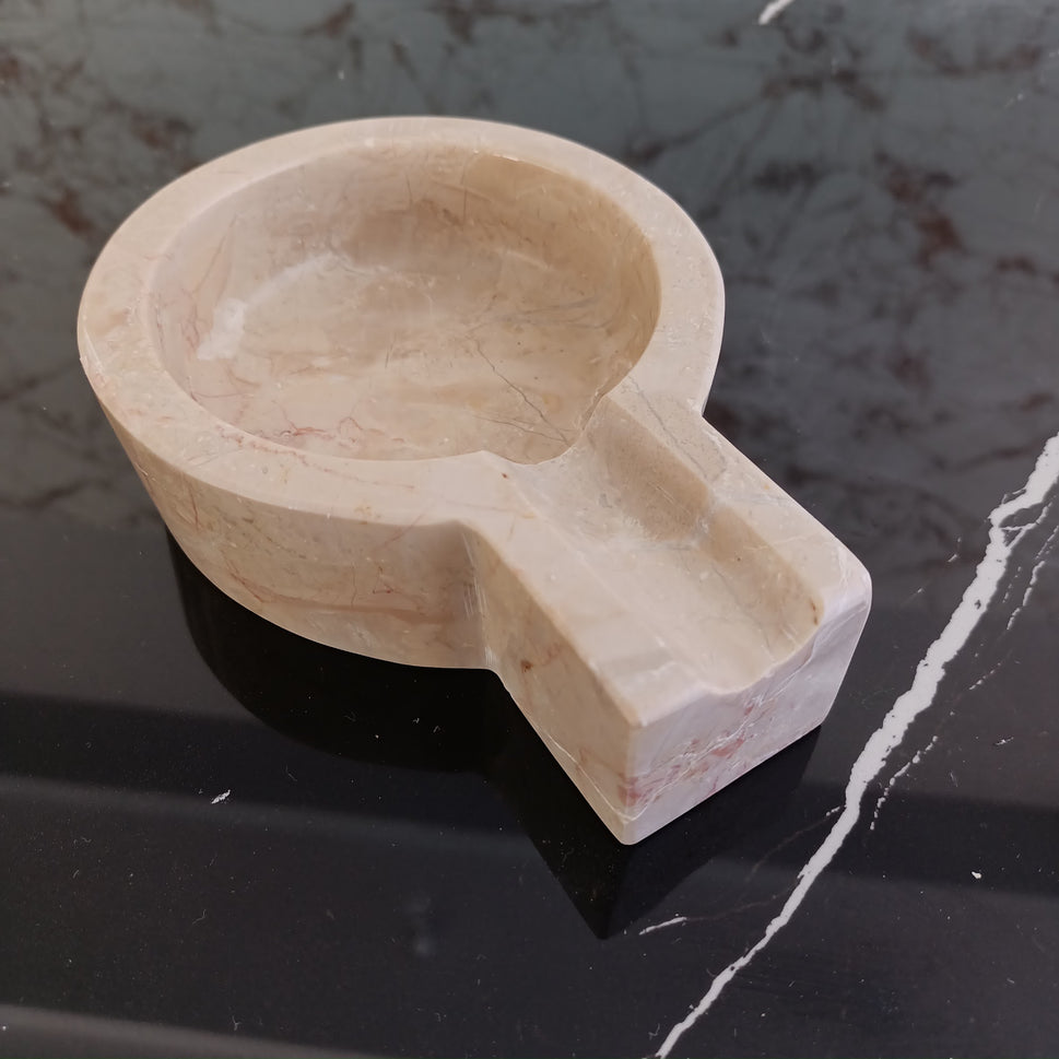 Cream Marble Keyhole Cigar Ashtray