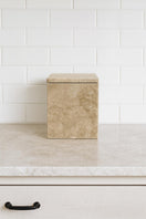 Switch Square Travertine Lidded Box – handcrafted natural beige travertine, view 2 2 image