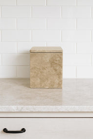 Square Travertine Lidded Box