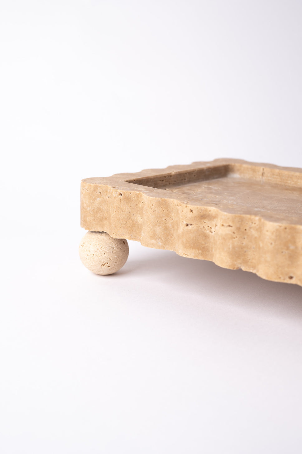 Footed Travertine Catchall Tray
