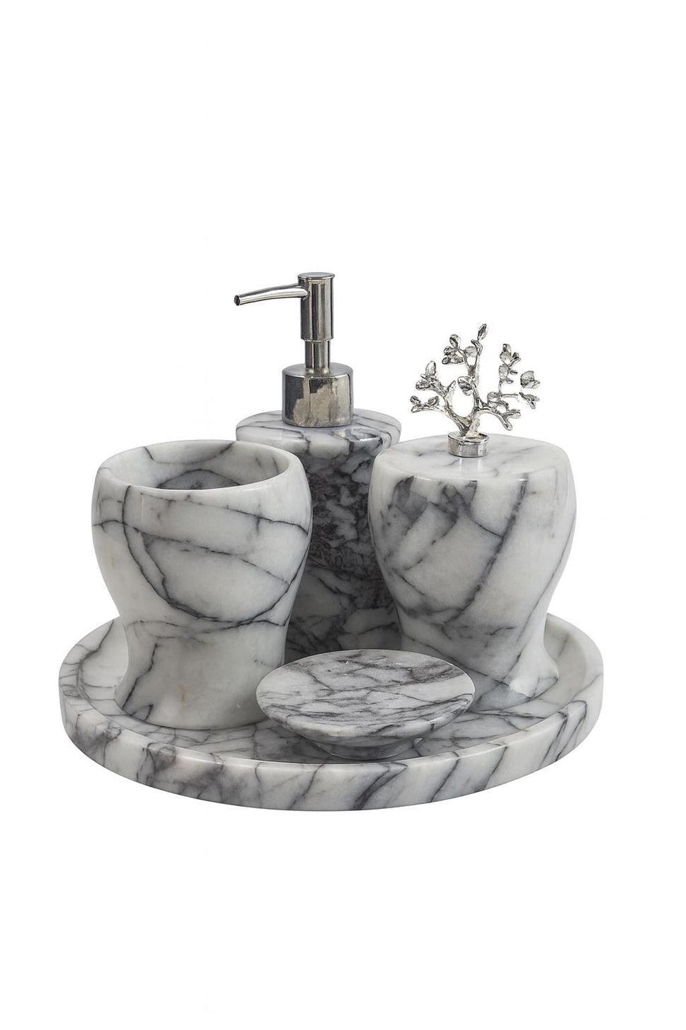 Calacatta Viola Marble Bathroom Set with Round Tray