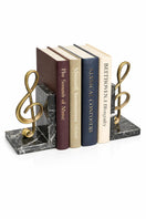 Switch Black Marble Treble Clef Bookends – handcrafted natural black marble, view 3 3 image