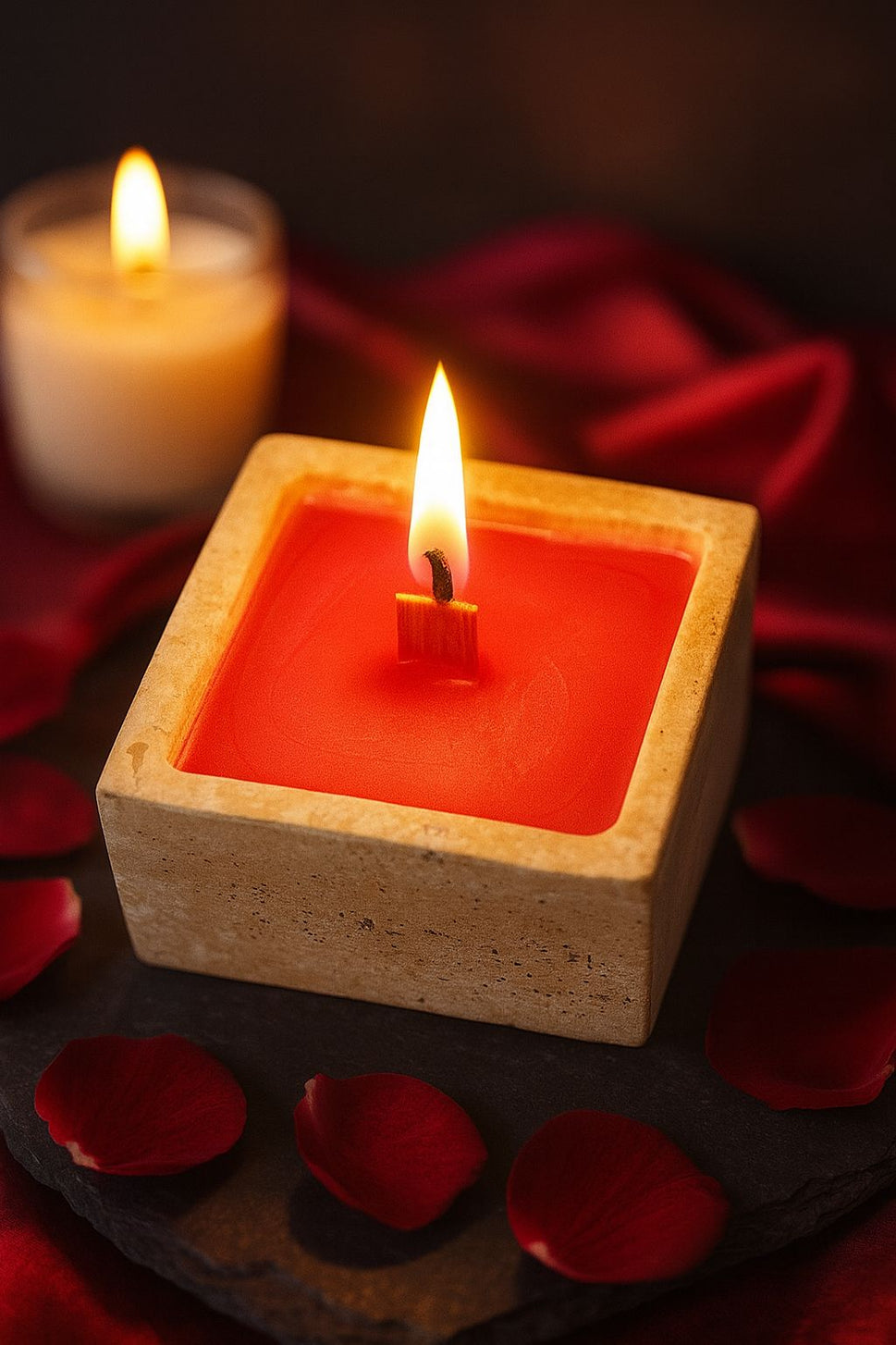 Travertine Candle Vessel