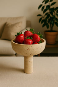 Tall Travertine Pedestal Bowl