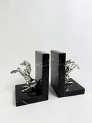 Switch Black Marble Bookends with Brass Horses – handcrafted natural black marble, view 2 2 image