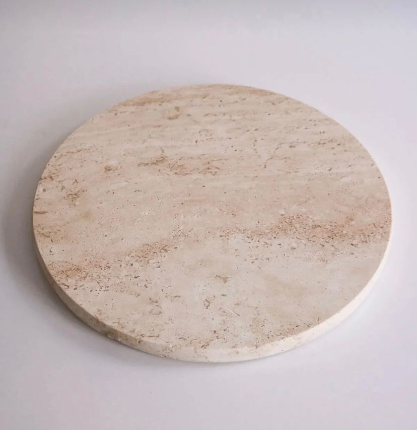 Round Travertine Serving Tray – handcrafted natural stone, view 8