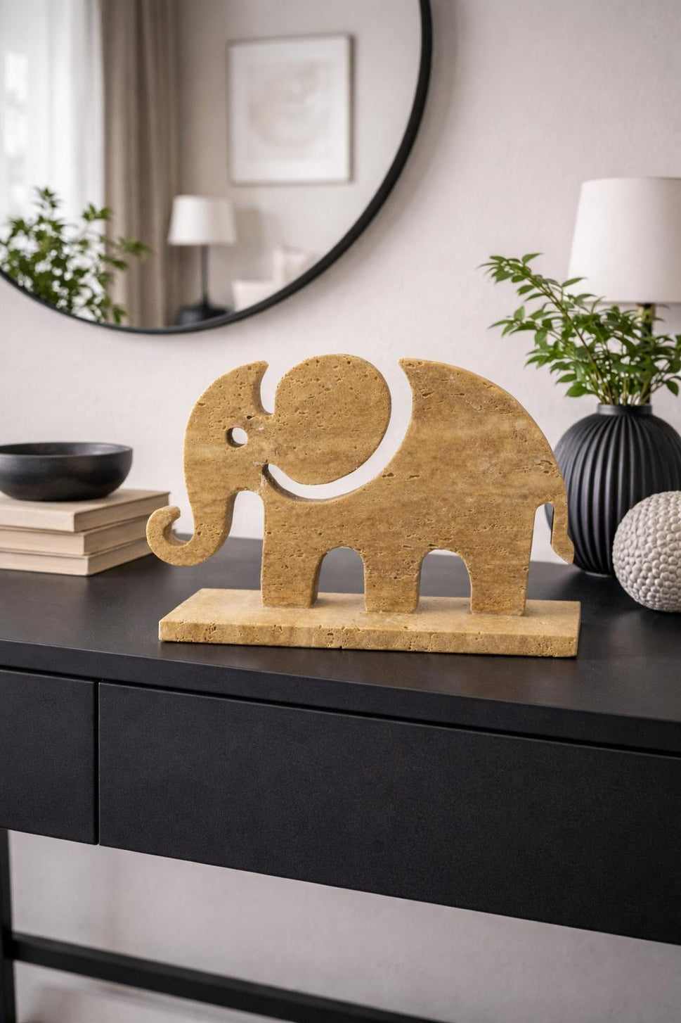 Travertine Elephant Sculpture