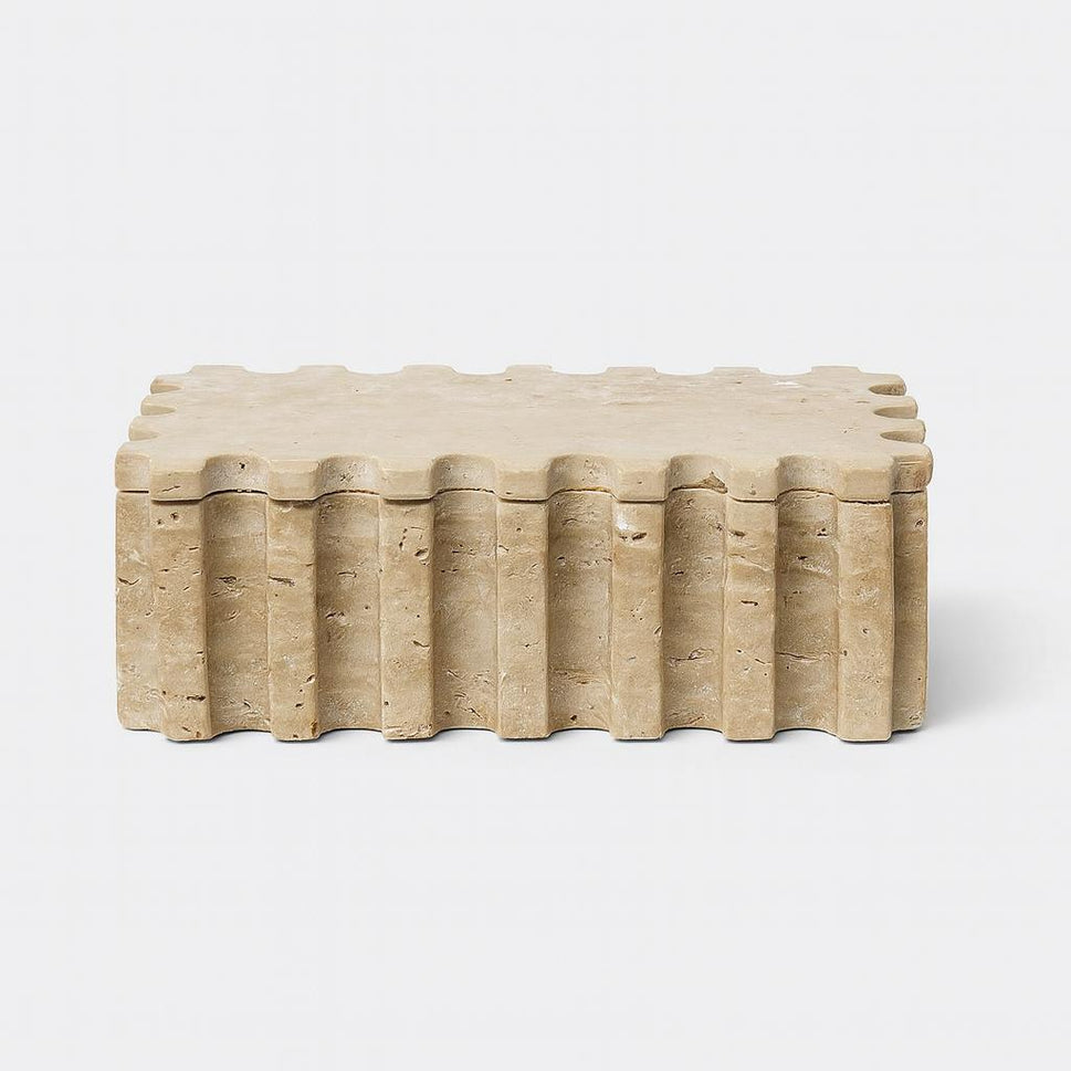 Fluted Travertine Box with Lid