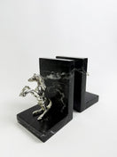 Switch Black Marble Bookends with Brass Horses – handcrafted natural black marble, view 3 3 image