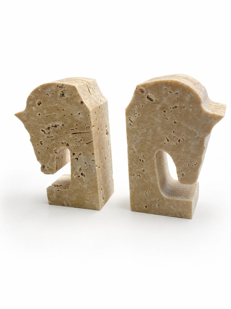 Travertine Horse Head Bookends