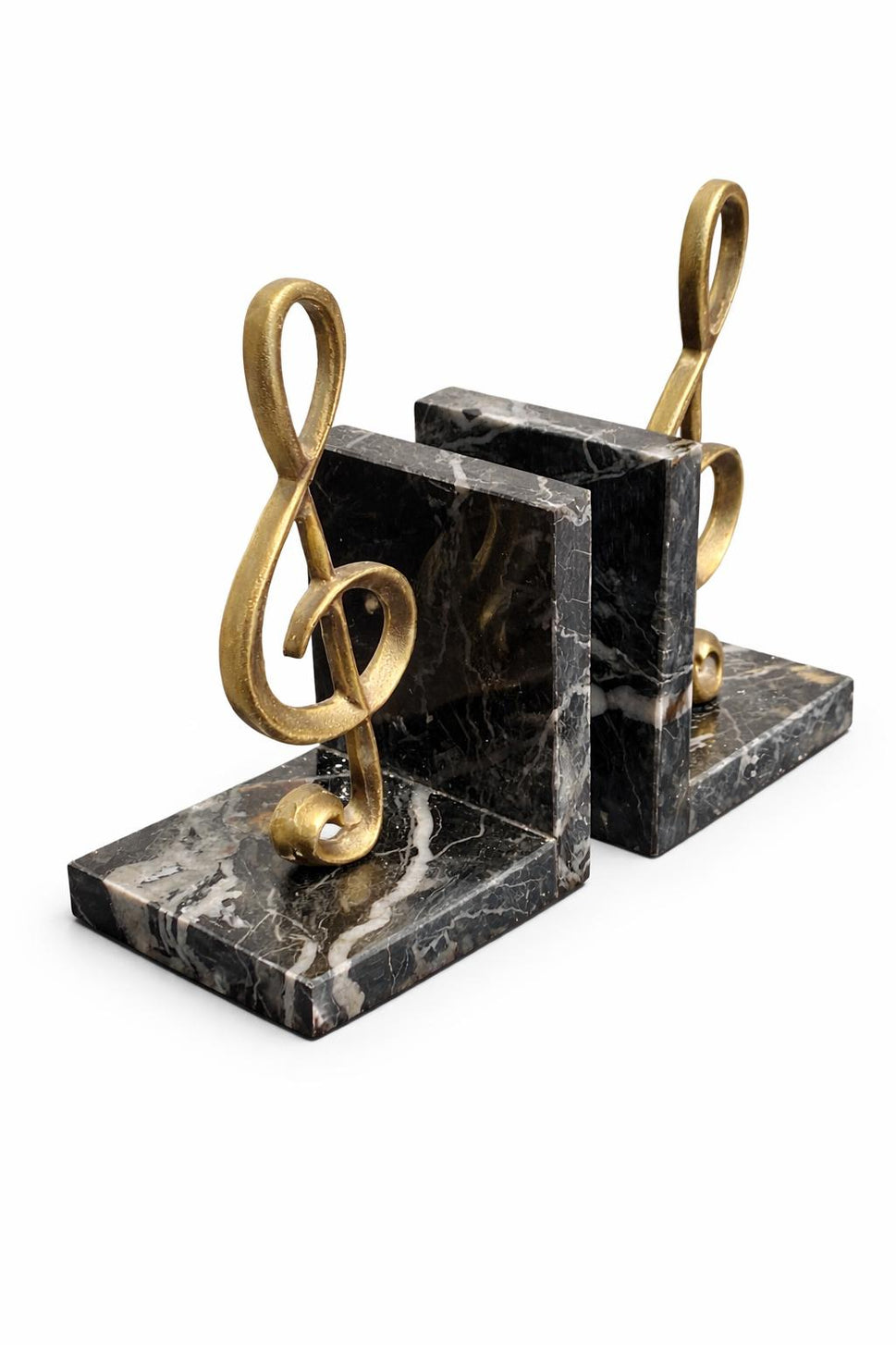 Black Marble Treble Clef Bookends