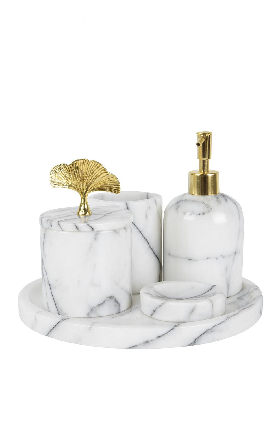 Calacatta Viola Marble Bathroom Set with Round Tray