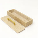 Switch Travertine Rectangular Box with Brass Handle – handcrafted natural beige travertine, view 2 2 image