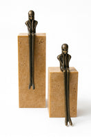 Switch Brass Thinker Figures on Travertine Blocks – handcrafted natural stone, view 3 3 image