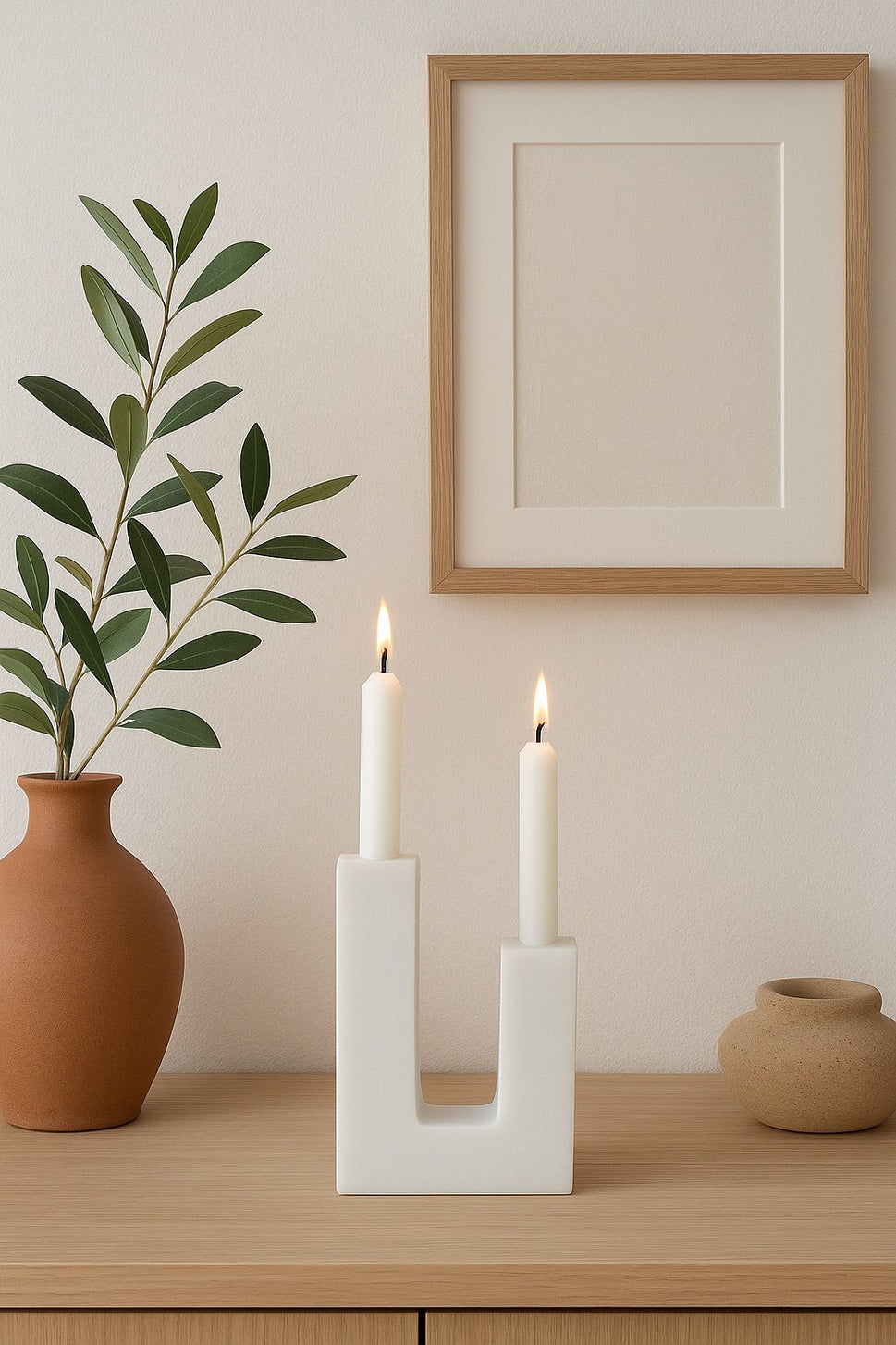 U-Shape Stone Double Candle Holder