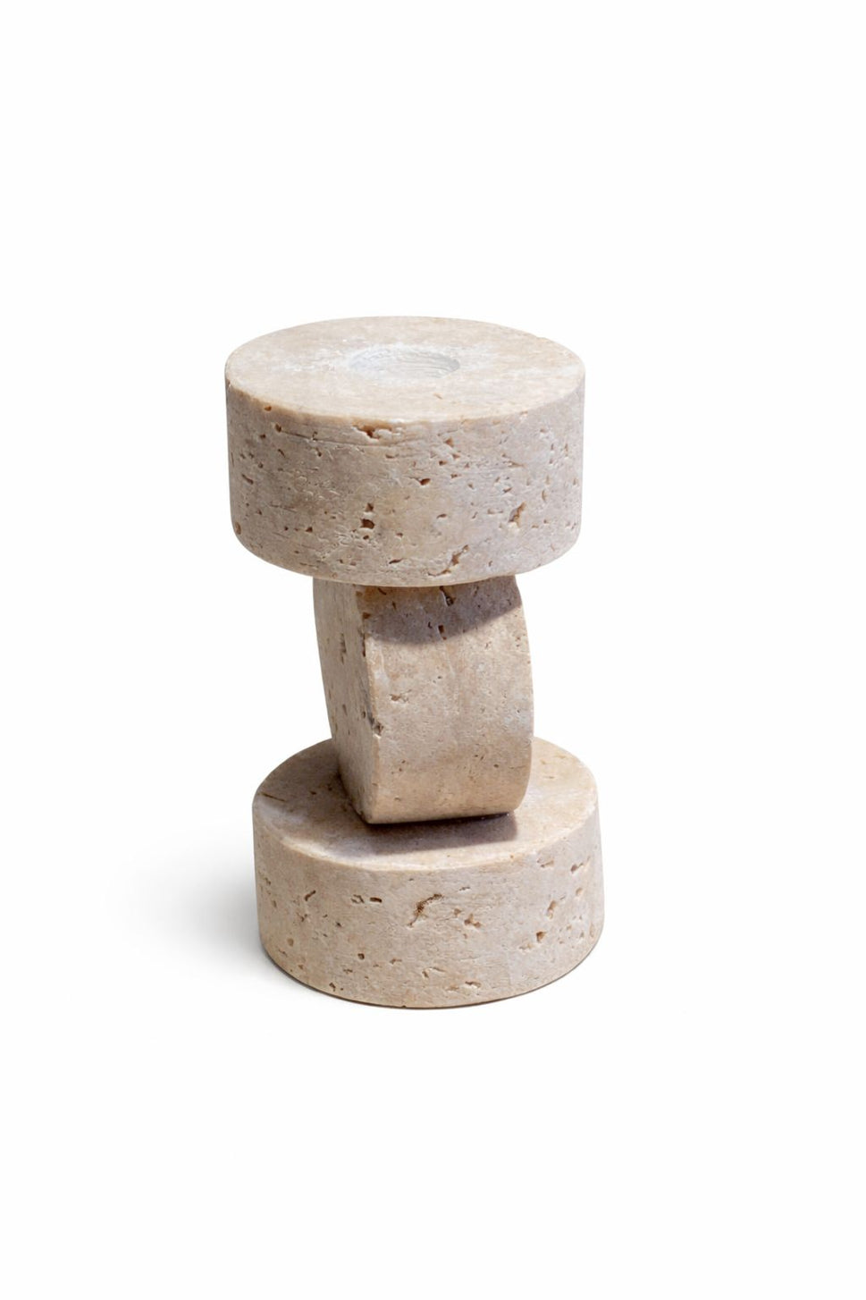 Stacked Travertine Candle Holder