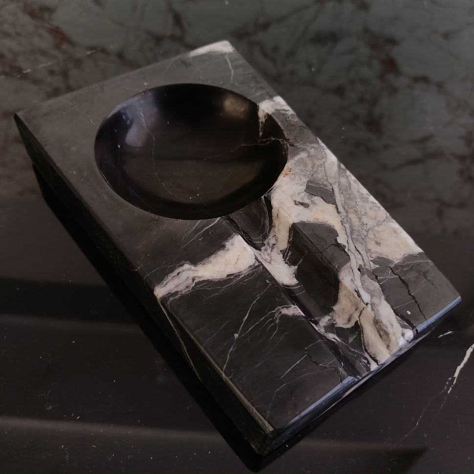 Black Marble Rectangular Cigar Ashtray