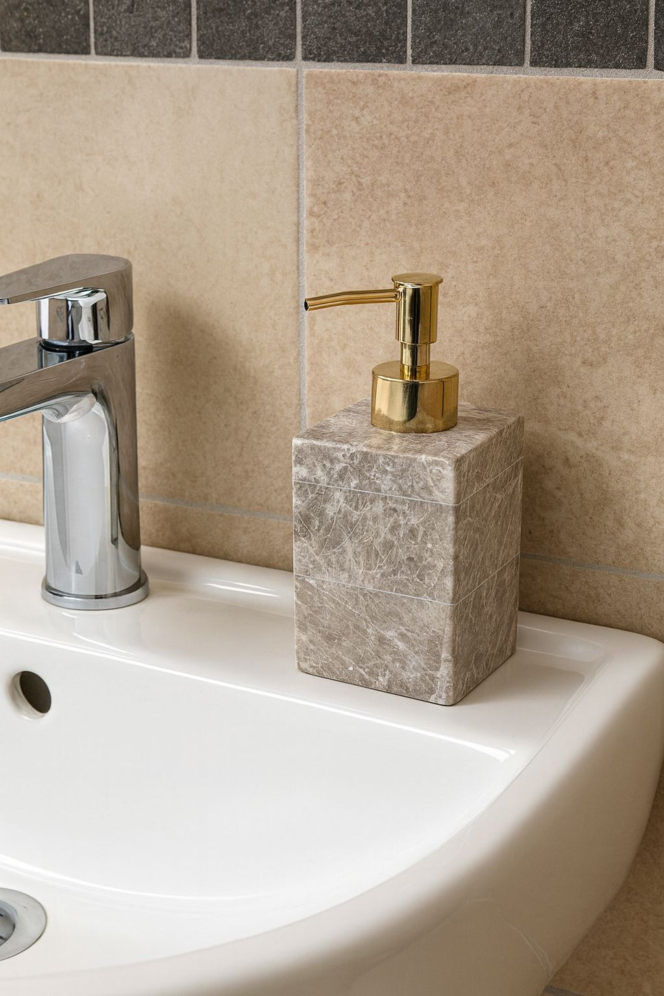 Square Travertine Soap Dispenser