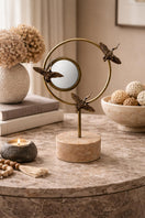 Switch Brass Ring Sculpture with Birds – handcrafted natural stone, view 3 3 image