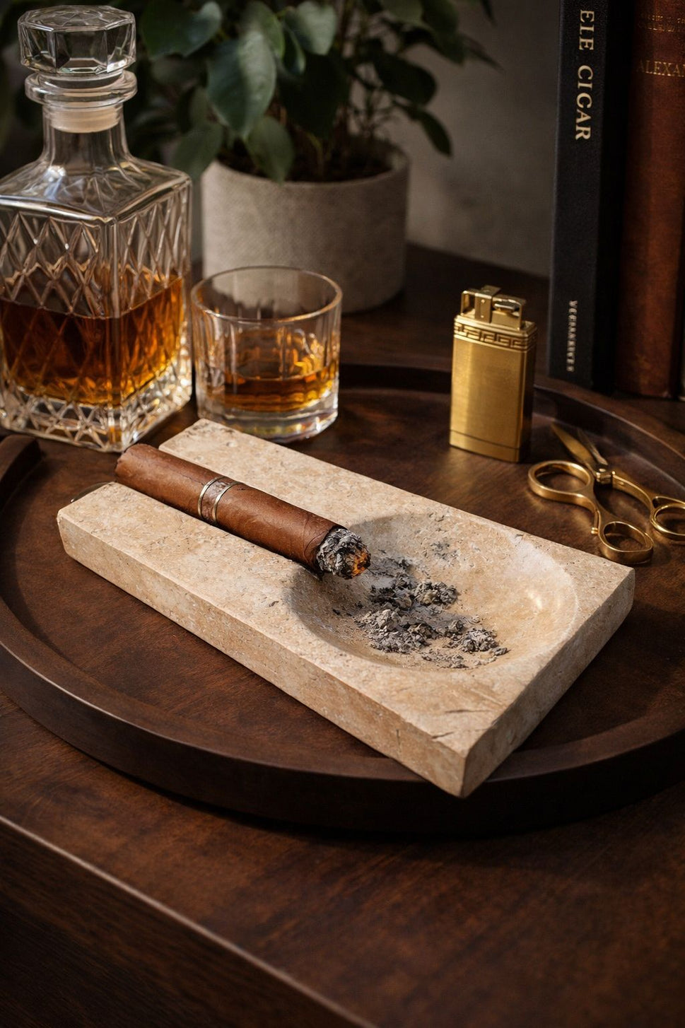 Travertine Cigar Ashtray