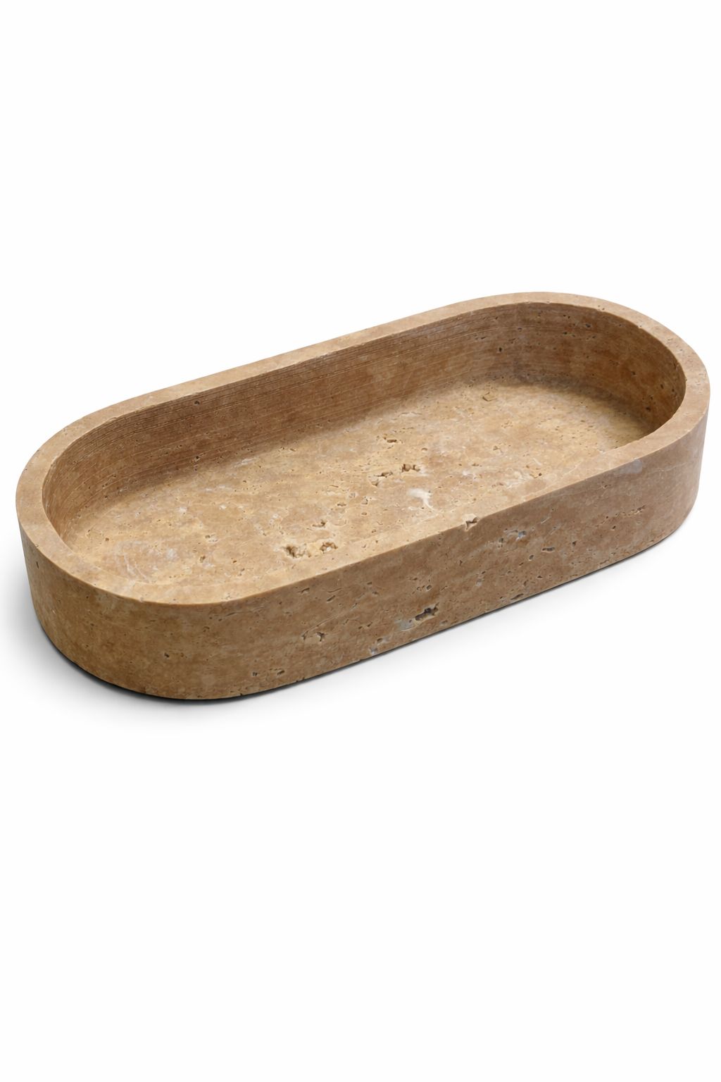 Oval Travertine Vanity Tray – handcrafted natural stone, view 5