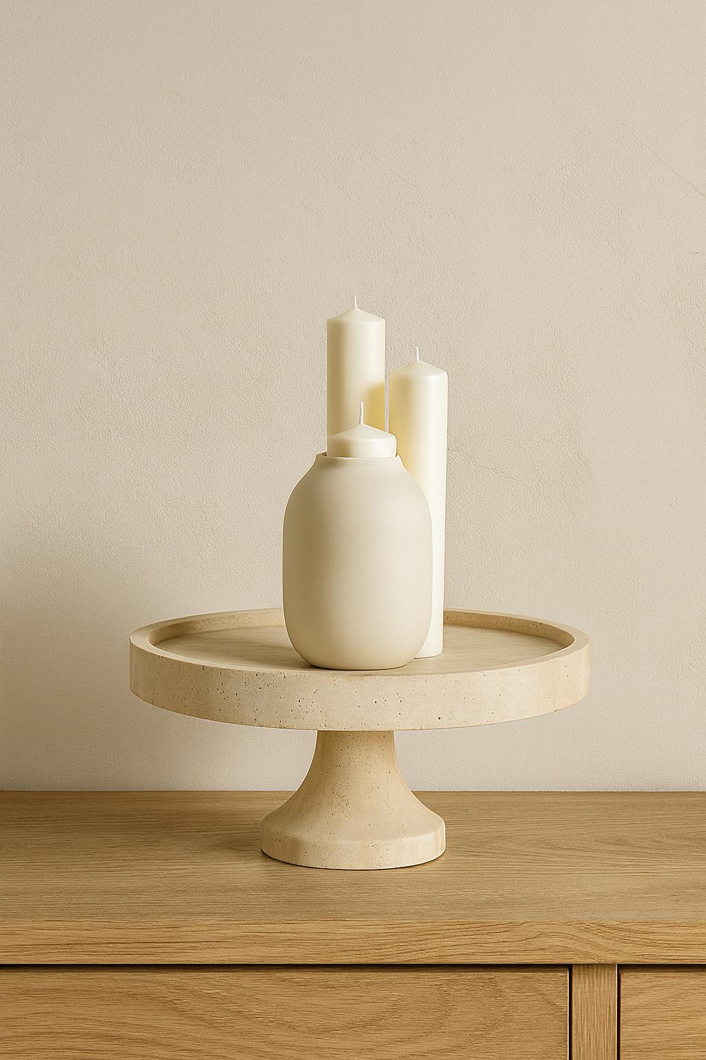 Travertine Pedestal Cake Stand