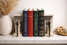Switch Travertine Corbel Bookends with Brass Figures – handcrafted natural beige travertine, view 3 3 image